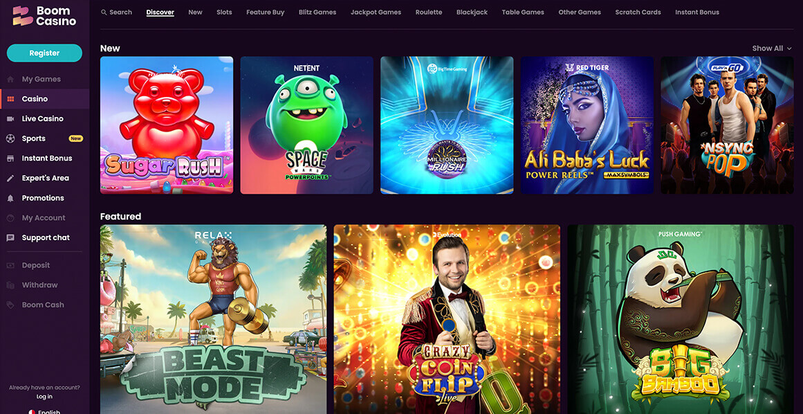 Boom casino Slot Selection